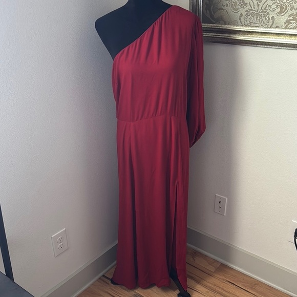 Reformation Lawrence Red Asymmetrical One-Shoulder Cocktail Dress Sz 12 - Picture 6 of 16